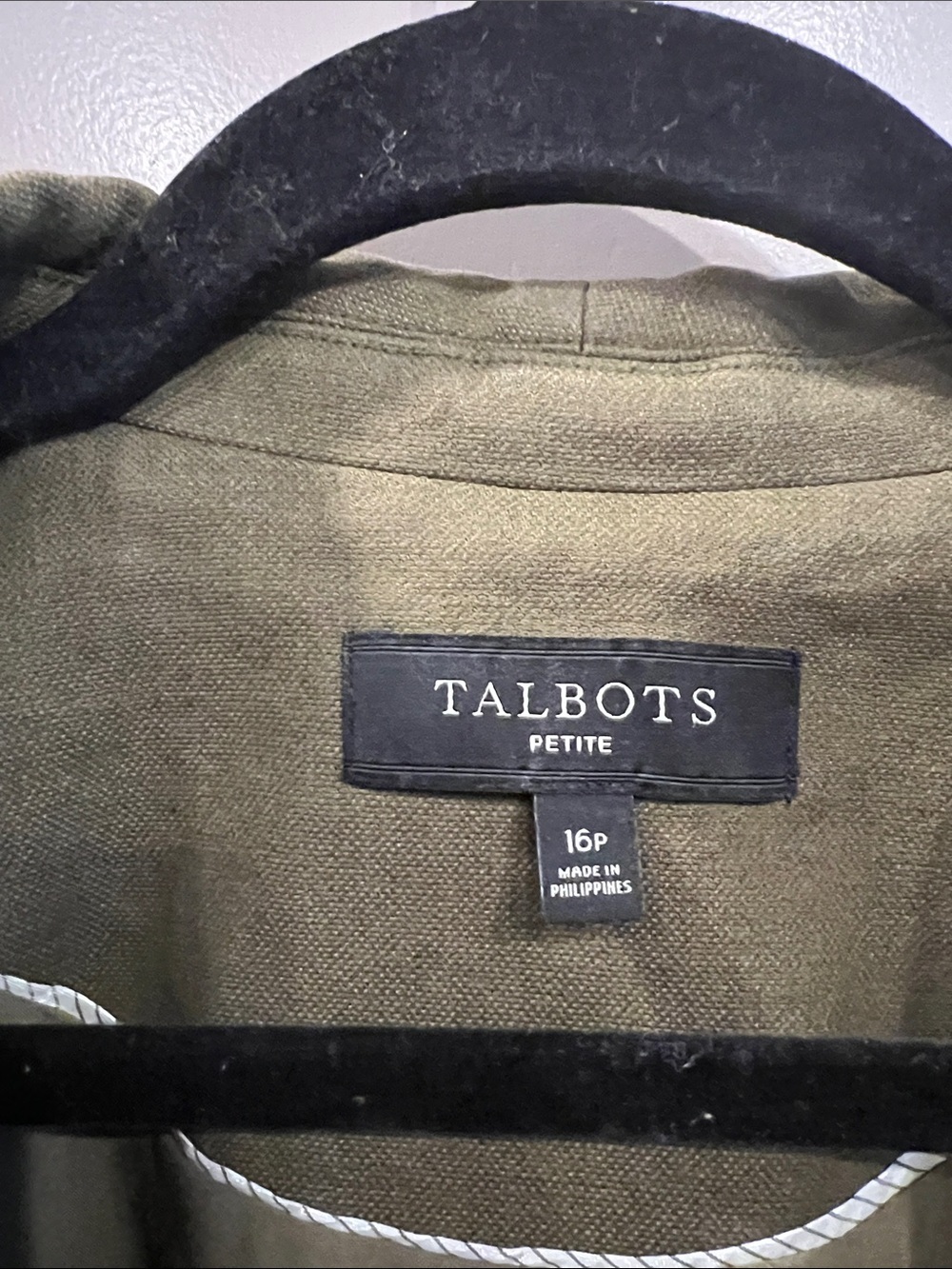 Talbots Olive Green Shawl Collar Blazer Linen Cotton Petite - Picture 4 of 11